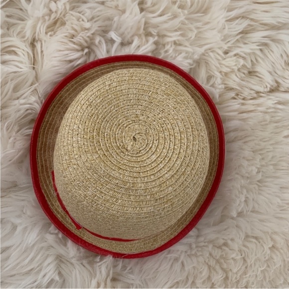 Janie and jack Kids hat with red ribbon straw - Picture 4 of 4